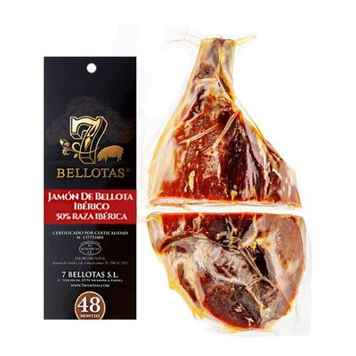 7 BELLOTAS 50% iberico Ham | Made From Acorn-fed Iberian Pigs in Guijuelo Salamanca | Pata Negra Bellota Jamon | 48 Months (Boneless + 1,0 Kg.)
