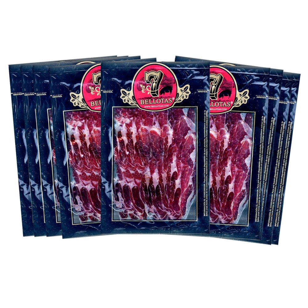 7 BELLOTAS 100% Iberico Ham Shoulder | Made From Acorn Fed Iberico Pigs and Natural Curation Process | Spanish Jamon Pata Negra | Paleta de Bellota Iberico | 26 Months (Sliced 10 X 100 gr.)