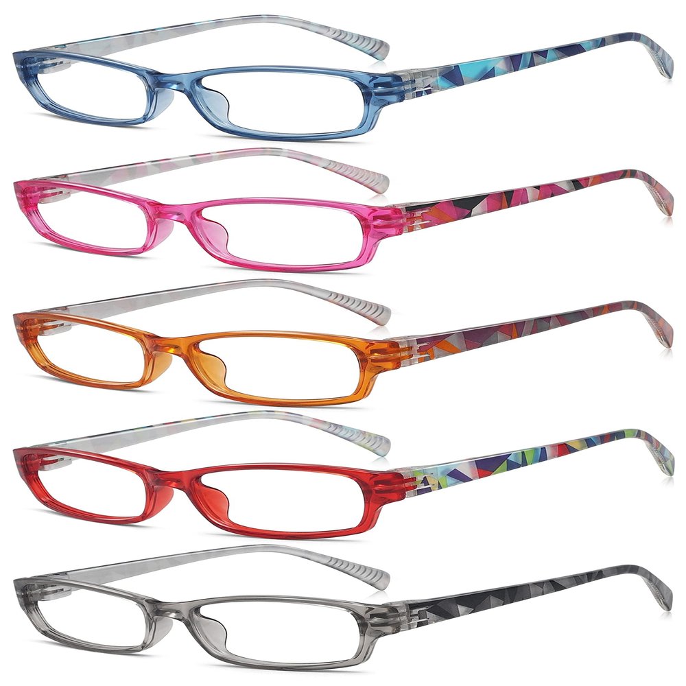 Eyekepper 5-Packs Metalless Design Reading Glasses for Women Screwless Spring Hinges Ladies Readers +2.0