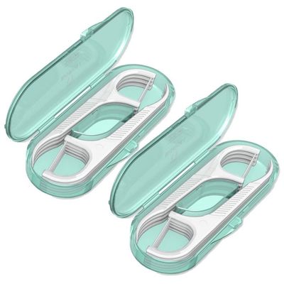 Hrippy Toothpicks Sticks Set 2 Boxes Portable Dental Floss Cases Picks Teeth Oral Cleaning Tools with Storage Box for Family Hotel Travel