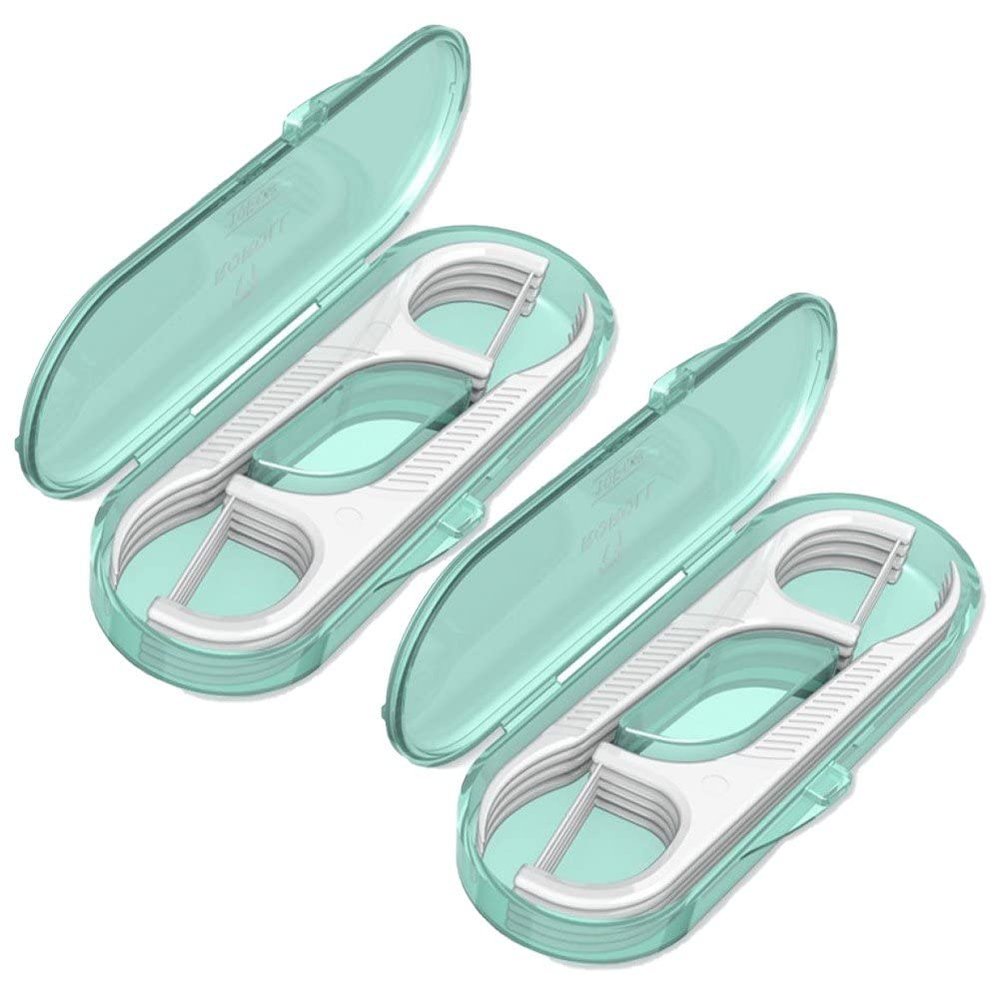 Hrippy Toothpicks Sticks Set 2 Boxes Portable Dental Floss Cases Picks Teeth Oral Cleaning Tools with Storage Box for Family Hotel Travel