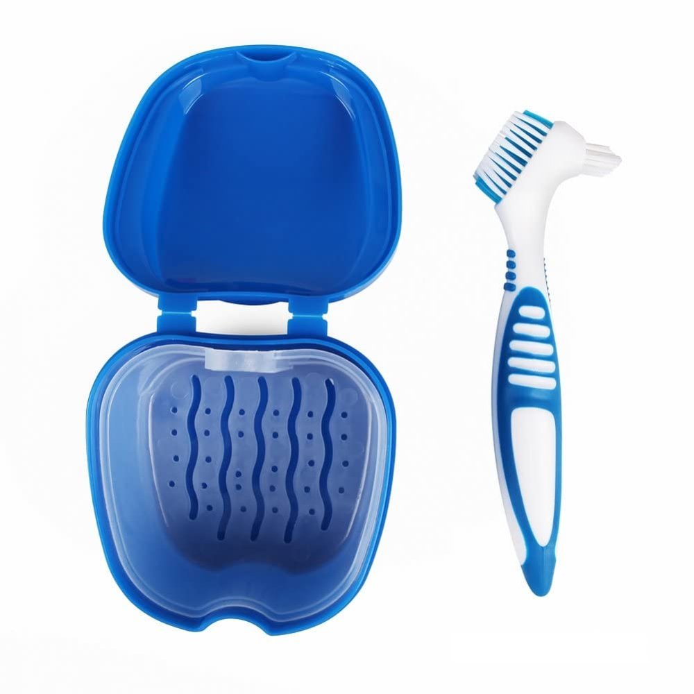 Denture Bath Box Organizer Dental False Teeth Storage Box with Hanging Net Container Cleaning Teeth Cases Artificial Tooth Boxes
