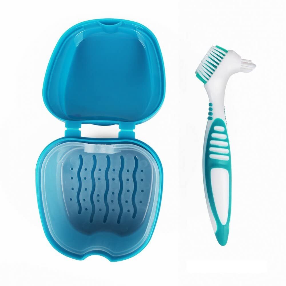 Denture Bath Box Organizer Dental False Teeth Storage Box with Hanging Net Container Cleaning Teeth Cases Artificial Tooth Boxes