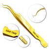 LLBA Lash Tweezer Professional Volume False Lash Application Tool | Multi Shapes & Purposes Tweezers | Non-Slip Grip Tweezers for Volume, Isolation & Classic Lashes (Gold, Save Time Inner Corner) view 2
