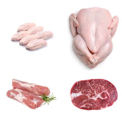 Meat Essentials Box | 4 Ingredients | Lamb Neck Fillet | Whole Chicken | Chuck Steak | Chicken Wing| Ideal for Family Meals, Roasts & Grilling | High Protein Box by London Grocery