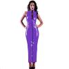 Off Shoulder Pencil Dress Shiny PVC Woman Dress Sexy Latex Leather Bodycon Dress Turtleneck with Front Zippers Bandage Dresses view 3