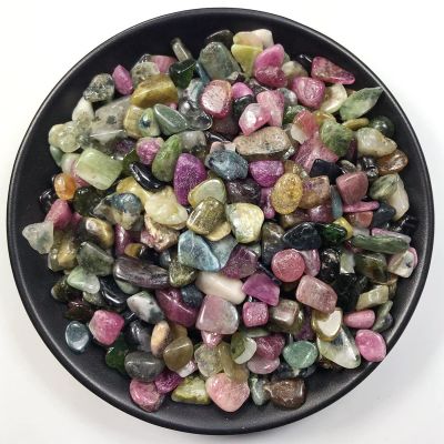 100g 8-12mm Natural Rainbow Tourmaline Gravel Polished Tumbled Crystal Stones and Crystals,100g 8-12mm