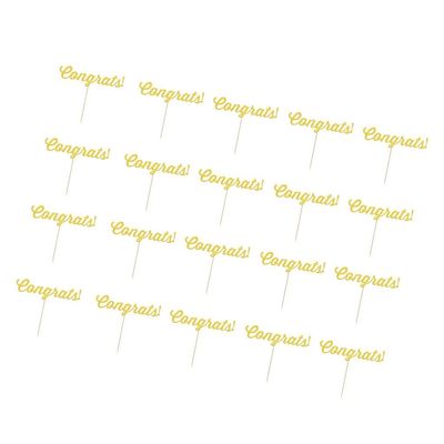 misppro 20x Congrats Cake Toppers Graduation Wedding Retirement Party Supplies - Gold - Gold