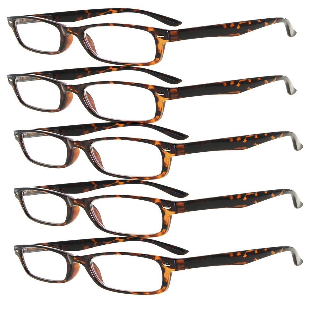 Eyekepper 5-pack Spring Hinges Plastic Reading Glasses Sunshine Readers