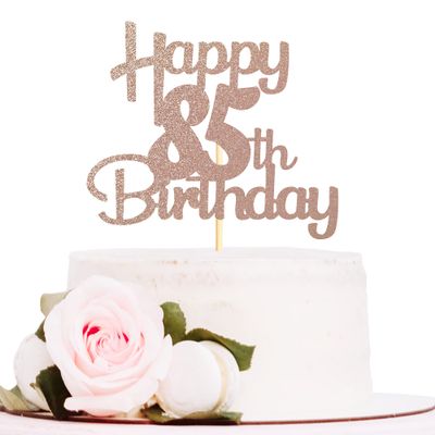 Sotpot Rose Gold Glitter 85 Cake Topper 85th Birthday Cake Decorations for Birthday Party Anniversary Party Supplies