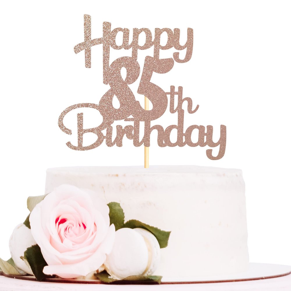 Sotpot Rose Gold Glitter 85 Cake Topper 85th Birthday Cake Decorations for Birthday Party Anniversary Party Supplies