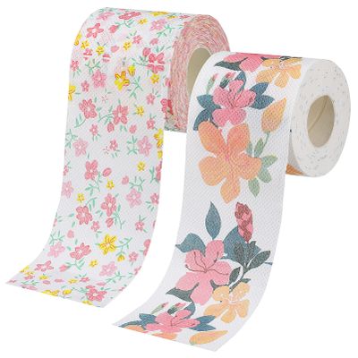 Alipis Printed Toilet Paper Rolls 2 Pack Patterned Napkin Standard Roll Soft Texture for All Occasions
