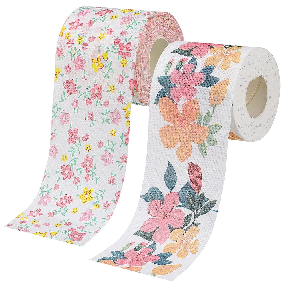 Alipis Printed Toilet Paper Rolls 2 Pack Patterned Napkin Standard Roll Soft Texture for All Occasions