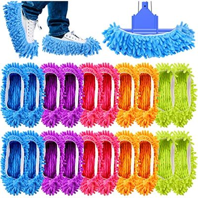 SXJART 2 Pairs Mop Slippers, Mop Socks for Floor Cleaning, Microfiber Shoe Covers for Cleaning Slippers