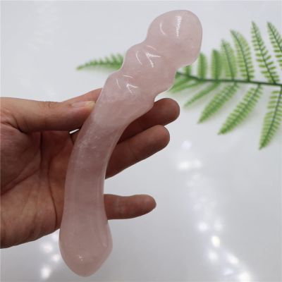 18cm Large Length and Width Natural Pink Quartz Crystal Stick Wand Yoni Wand Goddess Wand for Women,18CM