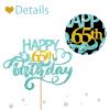 Sky Blue Glitter Happy 65th Birthday Cake Topper, Fifty Five Years Old Birthday Party Cake Decor, Gold Number 65 Birthday Party Supplies Decorations for Man or Woman view 3