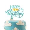 Sky Blue Glitter Happy 99th Birthday Cake Topper, Ninty Nine Years Old Birthday Party Cake Decor, Gold Number 99 Birthday Party Supplies Decorations for Men or Women view 1