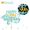 Sky Blue Glitter Happy 99th Birthday Cake Topper, Ninty Nine Years Old Birthday Party Cake Decor, Gold Number 99 Birthday Party Supplies Decorations for Men or Women view 3