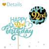 Sky Blue Glitter Happy 92nd Birthday Cake Topper, Ninety Two Years Old Birthday Party Cake Decor, Gold Number 92 Birthday Party Supplies Decorations for Man or Woman view 3
