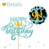 Sky Blue Glitter Happy 91st Birthday Cake Topper, Ninety One Years Old Birthday Party Cake Decor, Gold Number 91 Birthday Party Supplies Decorations for Man or Woman view 3