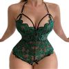 fanru Sexy Lingerie LaceMesh Nightwear Hollow Transparen Sexy Bodysuit Lingerie For Women Lace Erotic Babydoll Bodysuit Open Bra Crotchless(Green,3XL) view 1