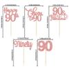 30 Pack Happy 90th Birthday Cupcake Toppers Rose Gold Glitter Ninety Cheers to 90 Years Old Birthday Cupcake Picks for Happy 90th Anniversary Party Cake Decorations view 2