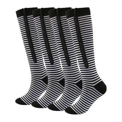 Valcatch Zipper Compression Socks for Women Men 20-30 mmHg Support Hose Stockings Calf Knee High Running Walking(2/3/5Pairs)