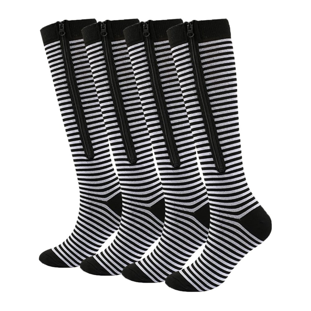 Valcatch Zipper Compression Socks for Women Men 20-30 mmHg Support Hose Stockings Calf Knee High Running Walking(2/3/5Pairs)