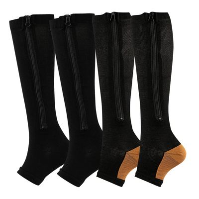 Valcatch Zipper Compression Socks for Women Men 20-30 mmHg Support Hose Stockings Calf Knee High Running Walking(2/3/5Pairs)