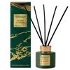 Stoneglow Luna Collection - Fougere & Vetiver 120ml Scented Reed Diffuser of Fougere, Vetiver, Cedarwood, Patchouli and citrus tones, gift for Birthday, Aanniversary - Green & Gold view 1
