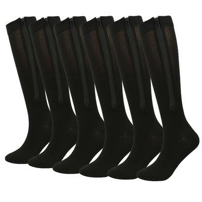 Valcatch Zipper Compression Socks for Women Men 20-30 mmHg Support Hose Stockings Calf Knee High Running Walking(2/3/5Pairs)