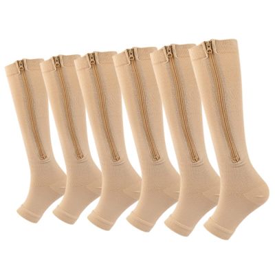 Valcatch Zipper Compression Socks for Women Men 20-30 mmHg Support Hose Stockings Calf Knee High Running Walking(2/3/5Pairs)