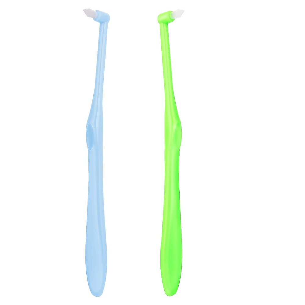 Ouligay 2 Pieces Tufted Toothbrush - Single Tuft, End-tuft, Tapered, Orthodontic Braces, Compact Interdental Interspace Toothbrush for Detail Cleaning