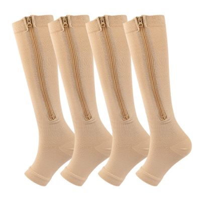 Valcatch Zipper Compression Socks for Women Men 20-30 mmHg Support Hose Stockings Calf Knee High Running Walking(2/3/5Pairs)