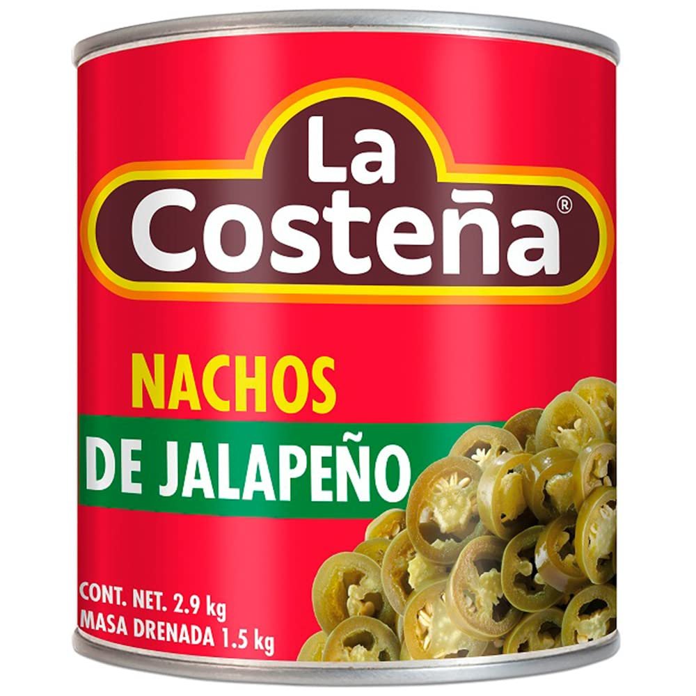 La Costena Jalapeno Nacho 2.8kg / Mexican Canned Jalapeno Slices For Nachos, Tinned Pickled Jalapeno Pepper Slices, Hot & Spicy Chillies