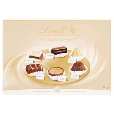 Lindt Creation Dessert Assorted Chocolate Box  341g  Valentines Day, Mothers Day, Easter, Gift  40 Milk, Dark & White Chocolates Inspired by Classic Desserts