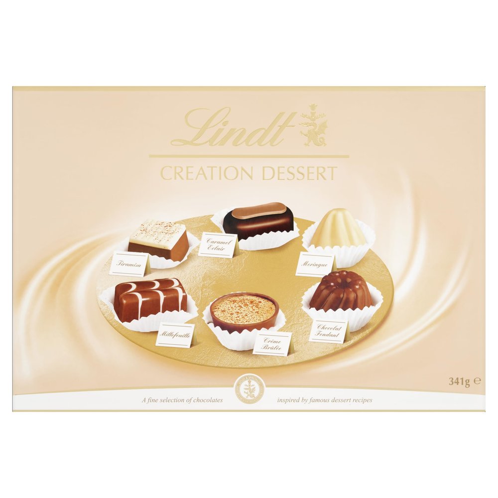 Lindt Creation Dessert Assorted Chocolate Box  341g  Valentines Day, Mothers Day, Easter, Gift  40 Milk, Dark & White Chocolates Inspired by Classic Desserts