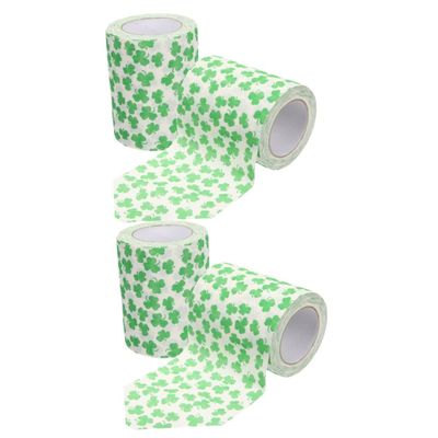 Alipis 4 Rolls Clover Printed Pattern Toilet Paper Roll Bathroom Tissue Paper for Home Office Toilet Supplies