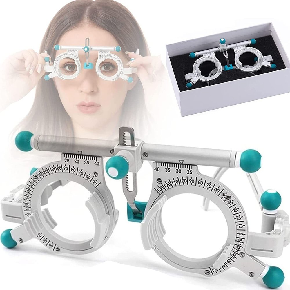JIADUOFU Adjustable optical trial lens frame, 48-80mm titanium optic trial eye optometry lens frame, universal eye optometry optician for glasses shops, can be inserted 5 lenses