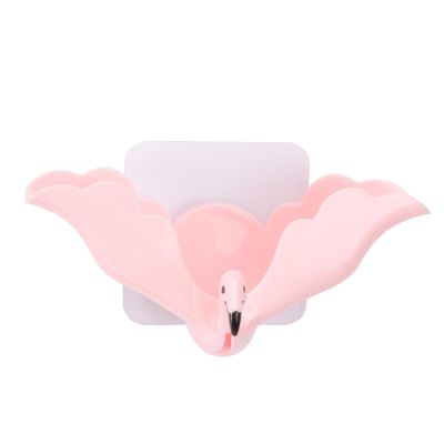 COLLBATH Wall Mounted Flamingo Soap Holder Soap Dish Rack Pink Cute Cartoon Design No Drilling Required