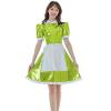 Plus Size Summer Short Sleeve Mini Dress Back Zipper Dress Pleated Vestido Dancing Clubwear with Apron,Light Green,XS view 1