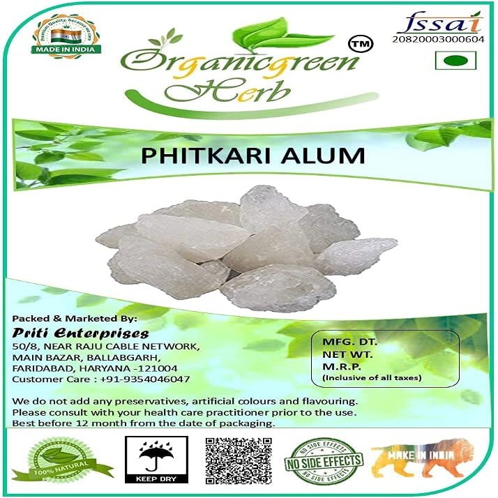 AOZA Organicgreen Herb Phitkari Alum Stone 1 kg (1000 GMS) Skin Shave Face Fitkari Phitkari Phitakri