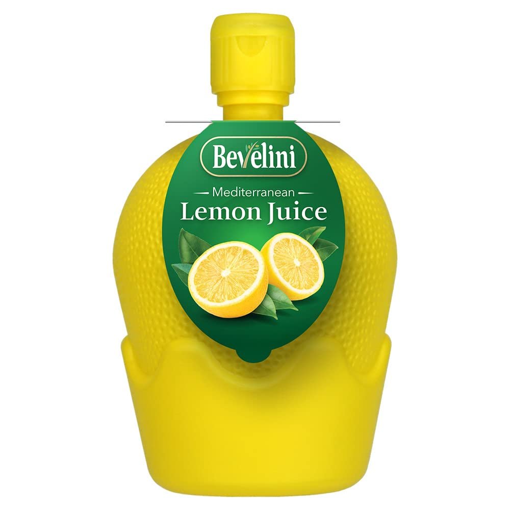 Bevelini Mediterranean 100% Pure Lemon Juice Squeezy Bottle, 200ml (Pack of 12). Cute Bottle. Perfect for Tacos, Drinks, Sauces, Salad Dressings