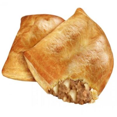 Box of 4 Potato and Meat Puff Pastry Pasties, Delicious and Freshly Baked for Our Loyal Customers - Reliable and Award-Winning Family-Owned Craft Bakery for Over 60 Years