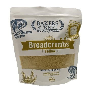 Bread crumbs Yellow 300g By Bakers Street - Crispy & Light Coating for Frying & Baking  Ideal for Chicken, Fish, Snacks, Vegetables & Casseroles  Even Texture, Resealable Pack