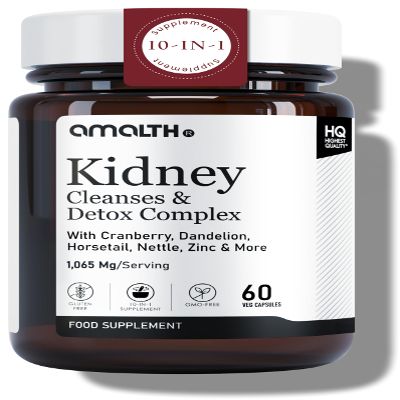 Kidney Cleanse Supplements Kidney Support Formula with Premium Cranberry Extract- Healthy Kidneys and Urinary Tract Support- Horsetail, Dandelion Root, Nettle Leaf & More 60 Veg Caps- Amalth