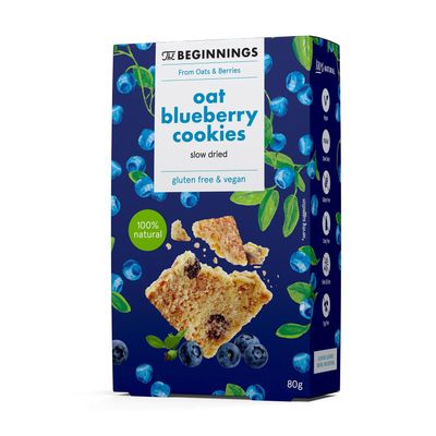 The Beginnings Blueberry Oat Cookies  Gluten Free Snacks  Vegan Snacks  Protein Oats  Healthy Snack  Sugar Free Vegan Cookies  Dairy Free Gluten Free Oat Biscuits  80g Box
