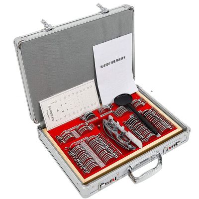 CGLYYDS 104pcs Optometry Box Trial Lens Case Set,Optometry Metal Rim Aluminium Case Kit Set with Optometry Test Trial Frame,Aluminum Case Visual Acuity Test Professional aluminium tray