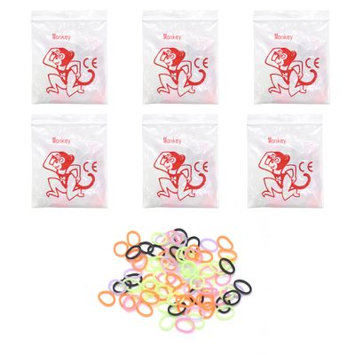 Angzhili 600 Pcs (6 Packs) Orthodontic Rubber Bands,4.5Oz Orthodontic Elastics,Latex Free Intraoral Elastic Bands,Multi-Colored (Monkey 3/8")