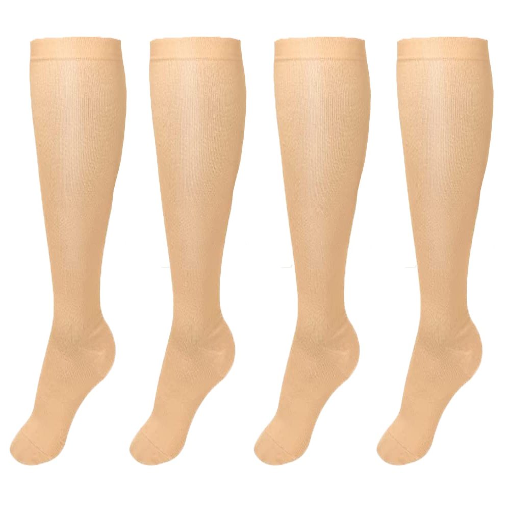2 Pair Plus Size Compression Socks for Women Men Flight Socks Knee High Support Compression Socks Wide Calf Medical Compression Stocking Plus Size Running Socks (4XL, WQH144-6)